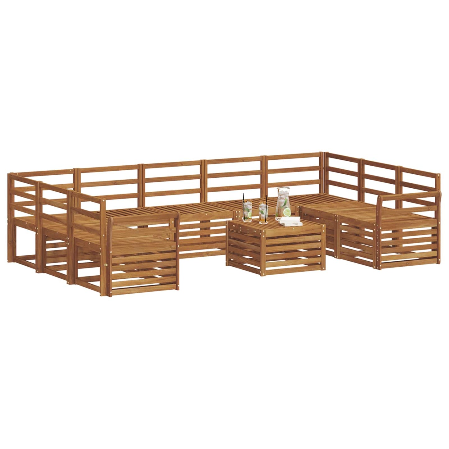 Set divani 10 pcs Naturale Legno di Acacia Massello | homemem39