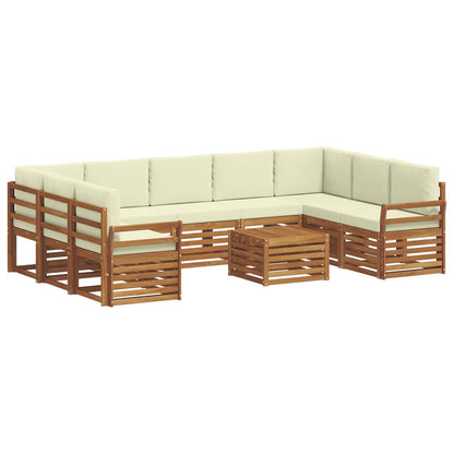 Set divani 10 pcs Naturale e Crema Legno di Acacia Massello | homemem39