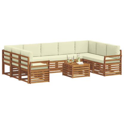 Set divani 10 pcs Naturale e Crema Legno di Acacia Massello | homemem39