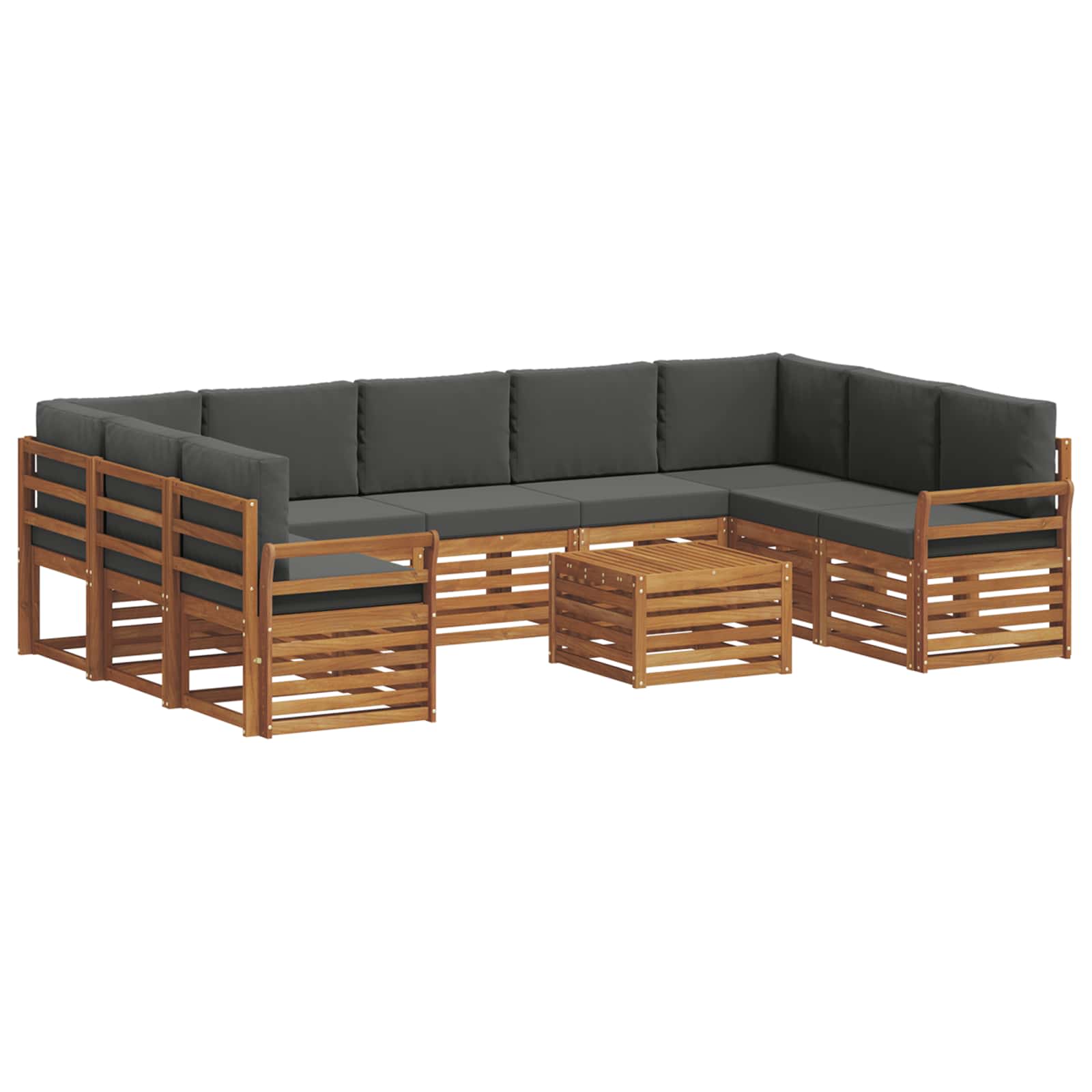 Set divani 10 pcs Naturale e Antracite Legno di Acacia Massello | homemem39