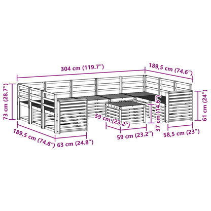 Set divani 10 pcs Naturale Legno di Acacia Massello | homemem39