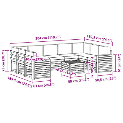 Set divani 10 pcs Naturale e Beige Legno di Acacia Massello | homemem39