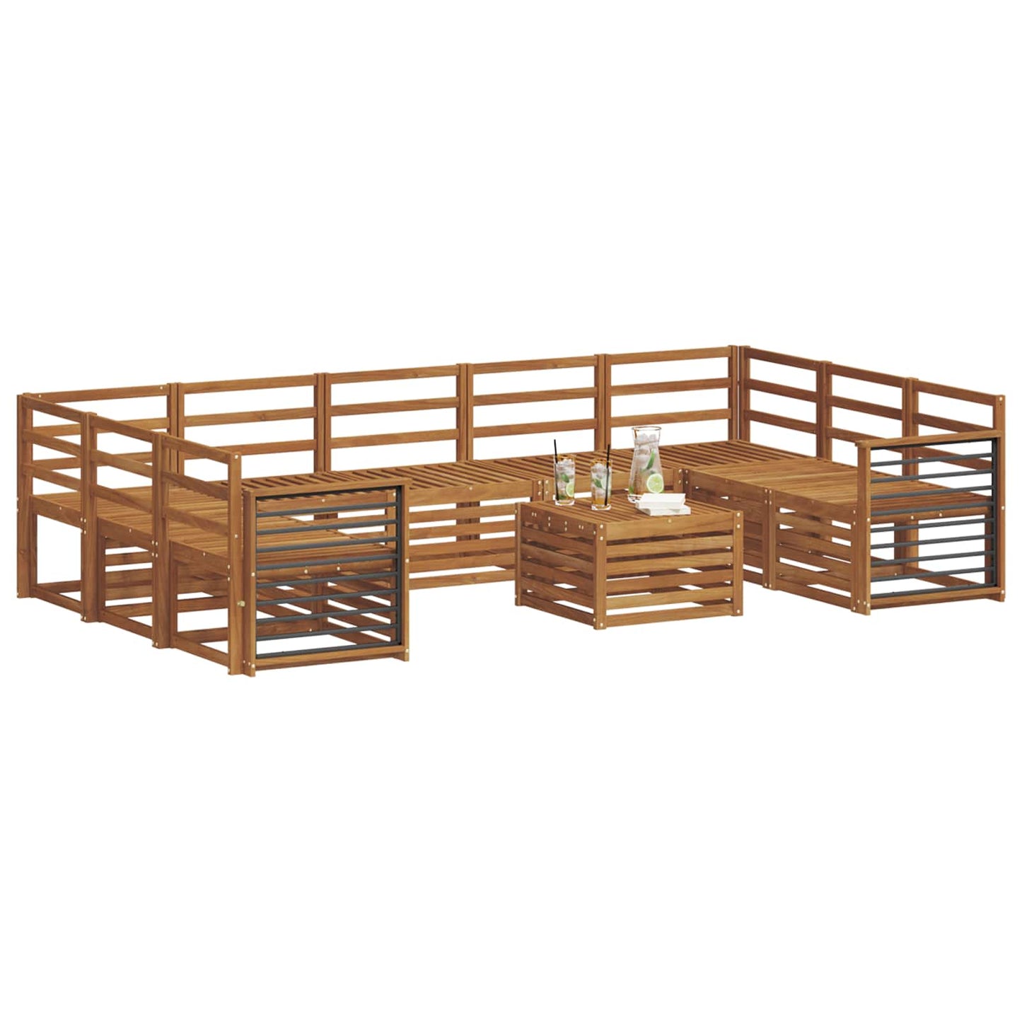 Set divani 10 pcs Naturale Legno di Acacia Massello | homemem39
