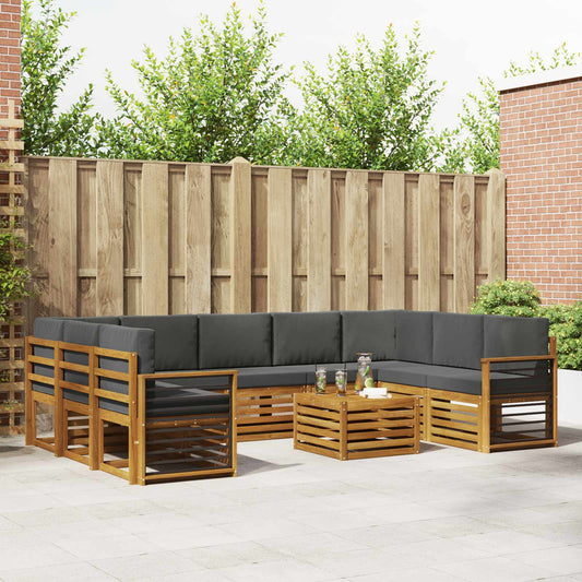 Set divani 10 pcs Naturale e Antracite Legno di Acacia Massello | homemem39