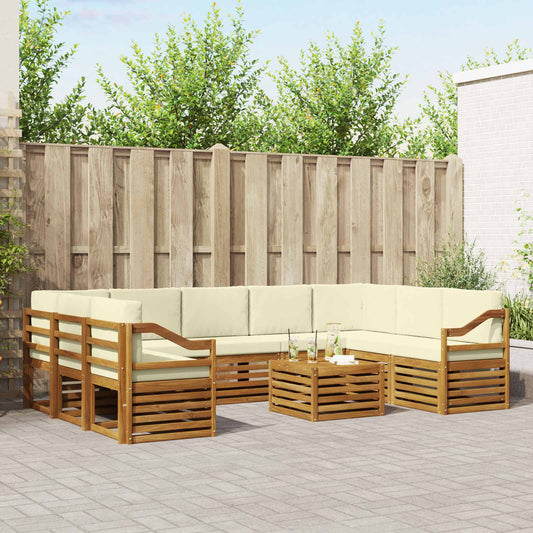 Set divani 10 pcs Naturale e Crema Legno di Acacia Massello