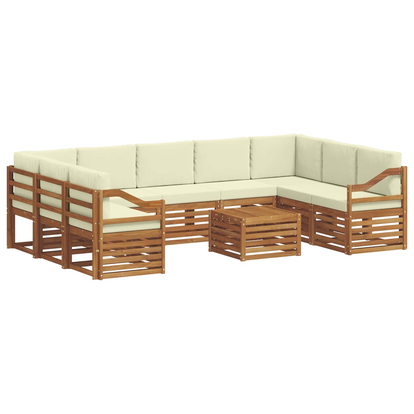 Set divani 10 pcs Naturale e Crema Legno di Acacia Massello