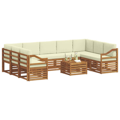 Set divani 10 pcs Naturale e Crema Legno di Acacia Massello