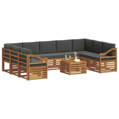 Set divani 10 pcs Naturale e Antracite Legno di Acacia Massello