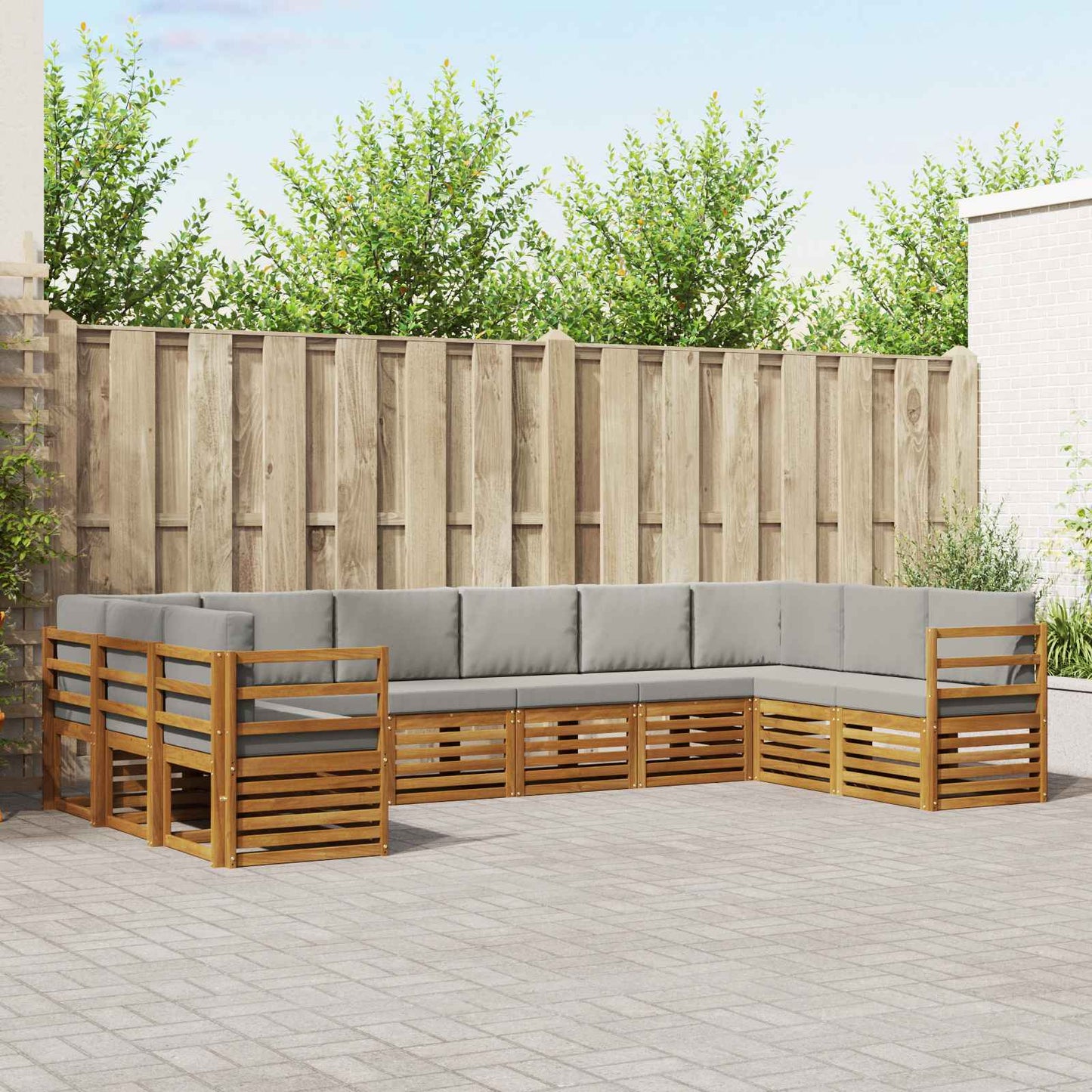 Set divano sezionale 10 pcs Grigio Naturale e Chiaro