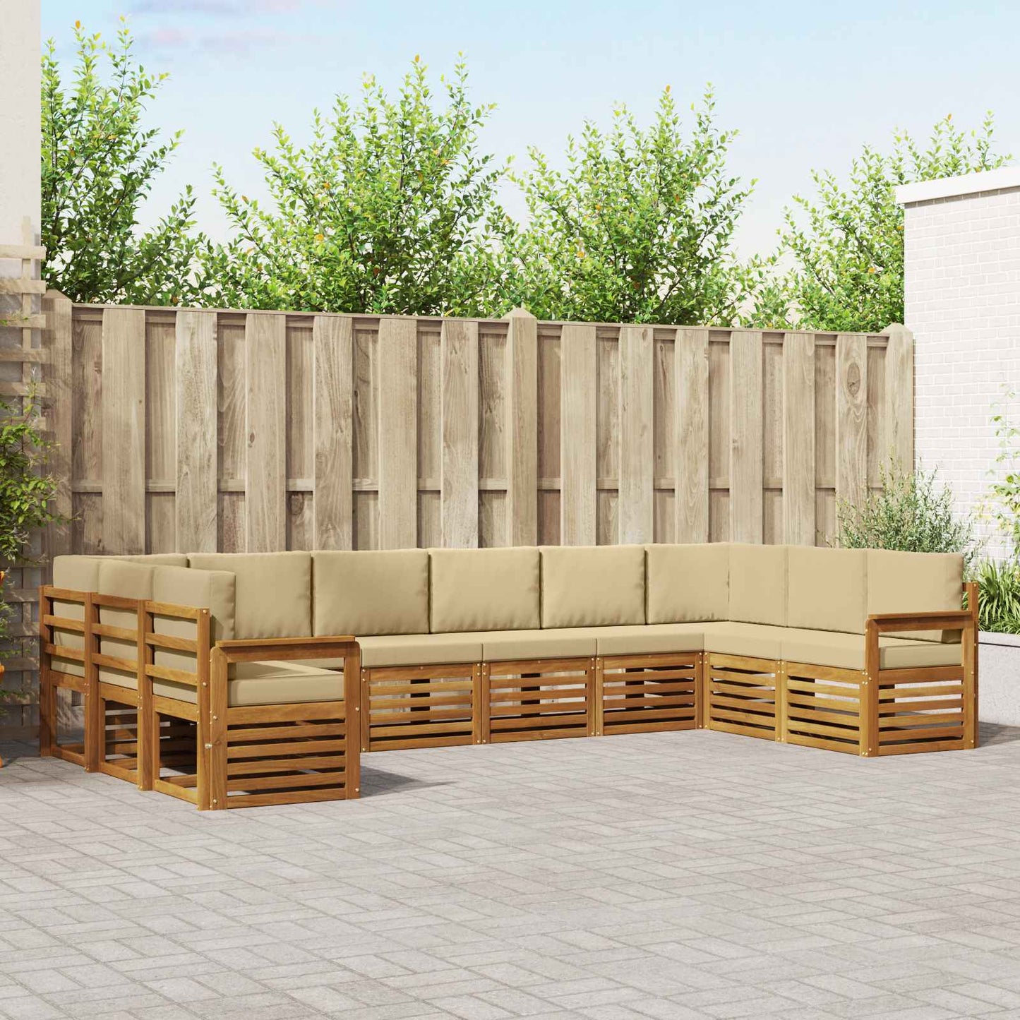 Set divano sezionale con cuscino 10 pcs Naturale e Beige