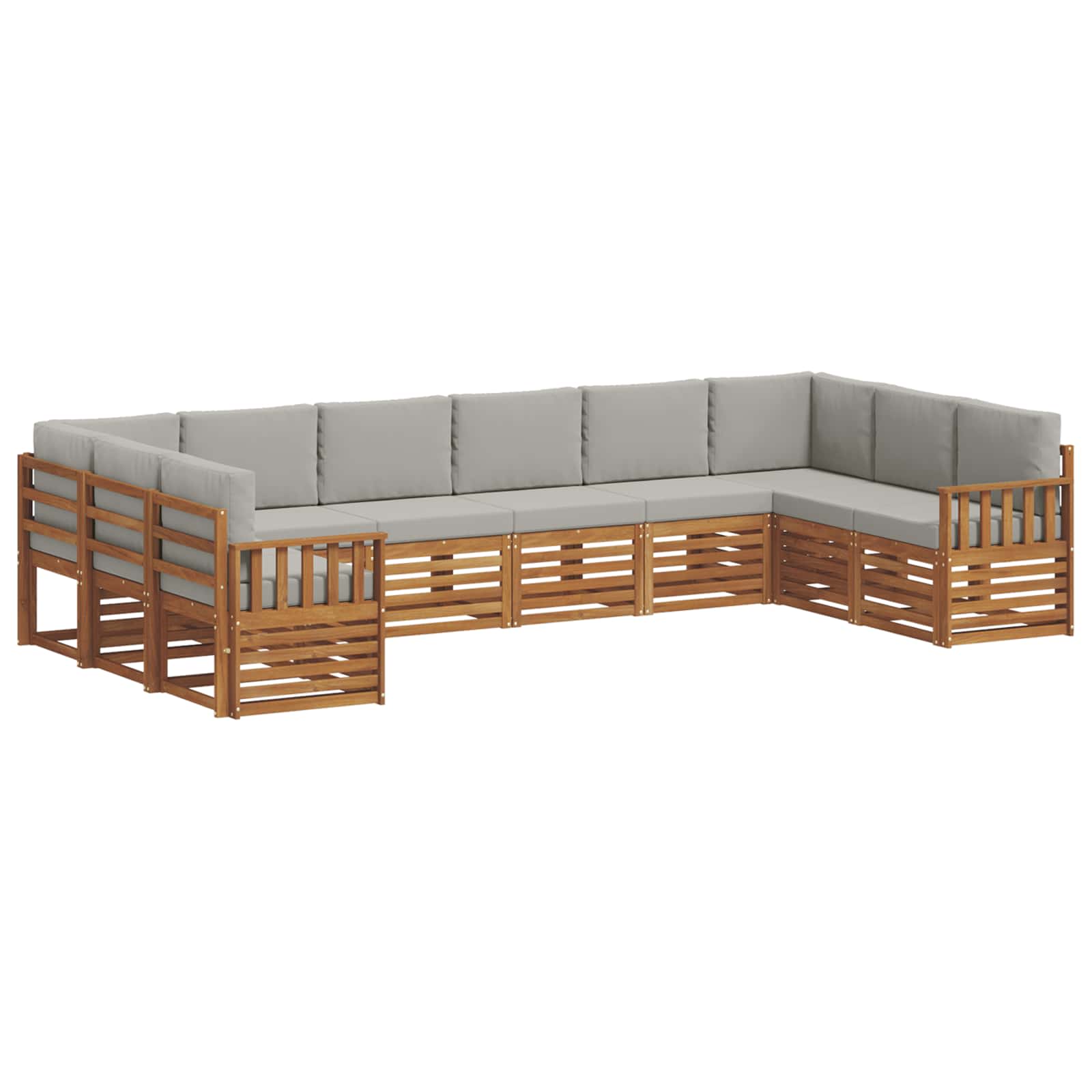 Set divano sezionale 10 pcs Grigio Naturale e Chiaro | homemem39
