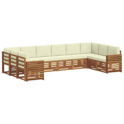Set di divani da esterno 10 pz Naturale e Crema