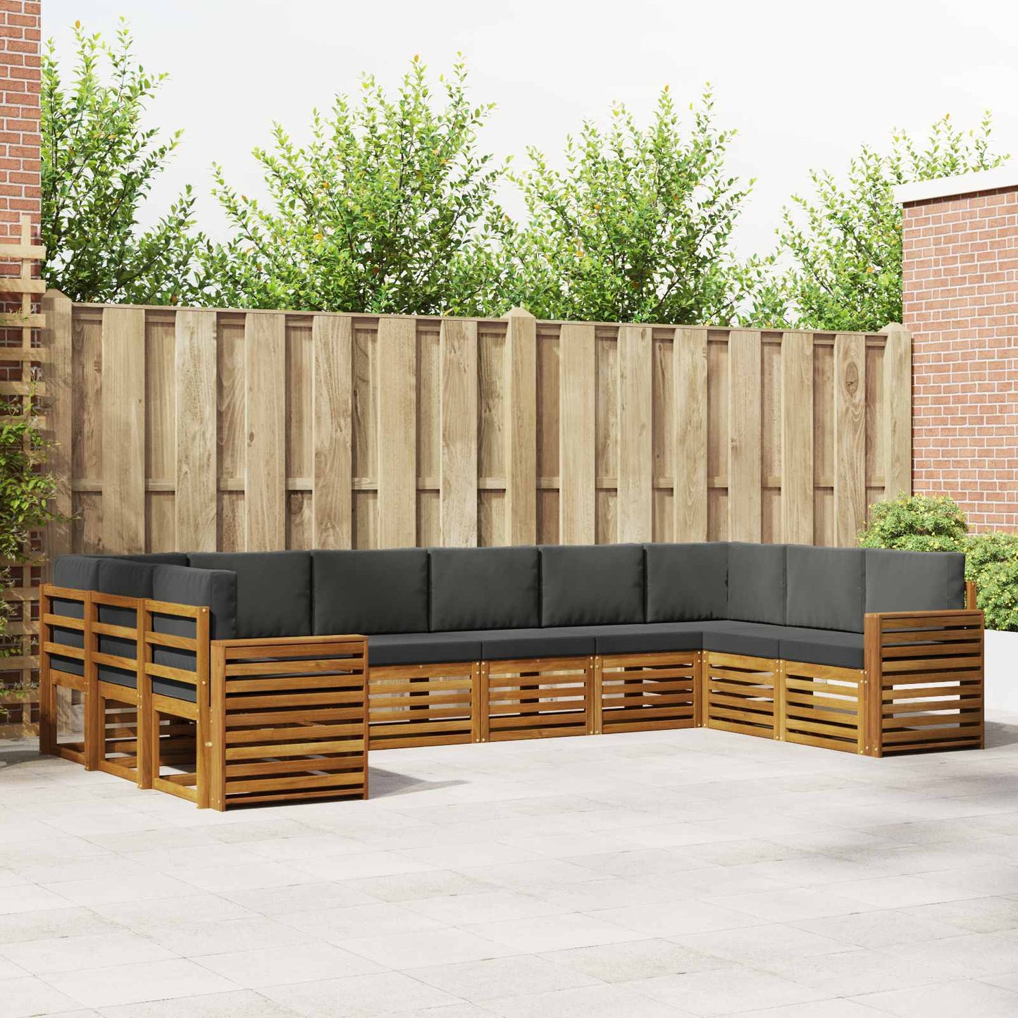 Set divano sezionale con cuscino 10 pcs Naturale e Antracite