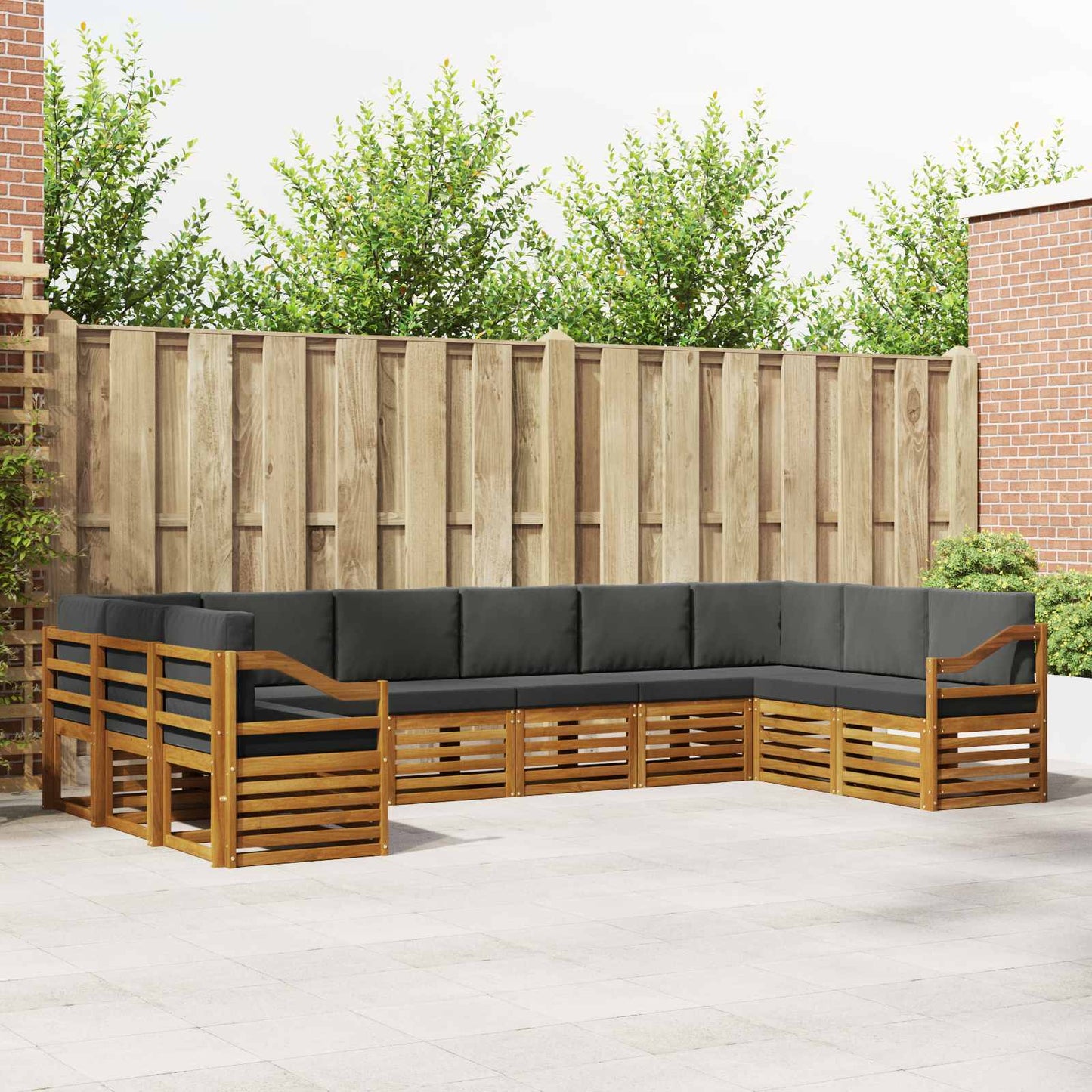 Set divano sezionale con cuscino 10 pcs Naturale e Antracite