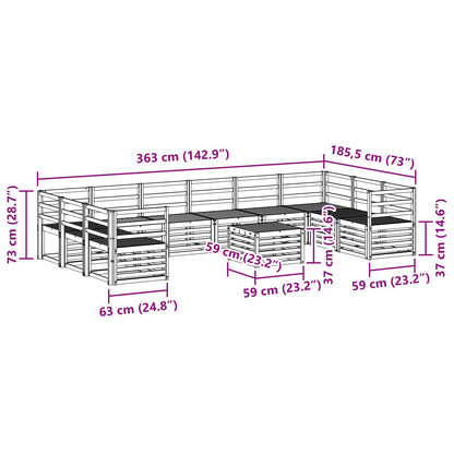 Set di divani da esterno 11 pcs Naturale | homemem39