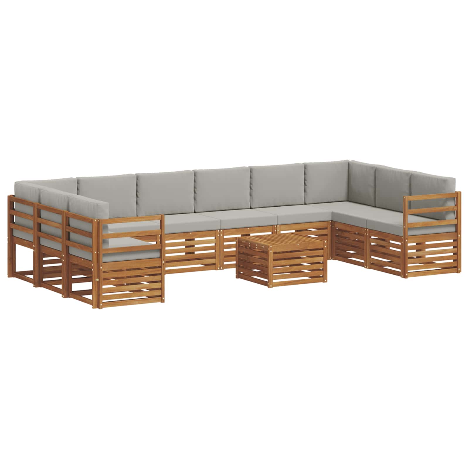 Set di divani da esterno 11 pcs Grigio Naturale e Chiaro | homemem39