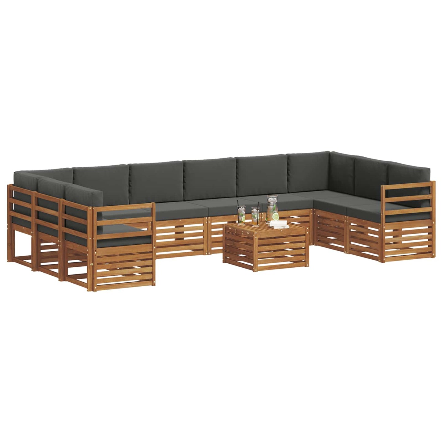Set di divani da esterno 11 pcs Naturale e Antracite | homemem39