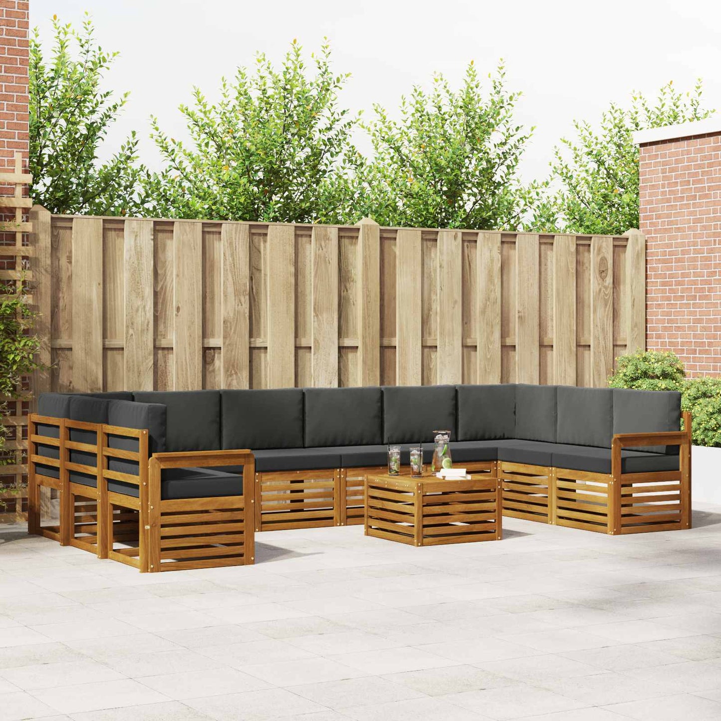 Set di divani da esterno 11 pcs Naturale e Antracite