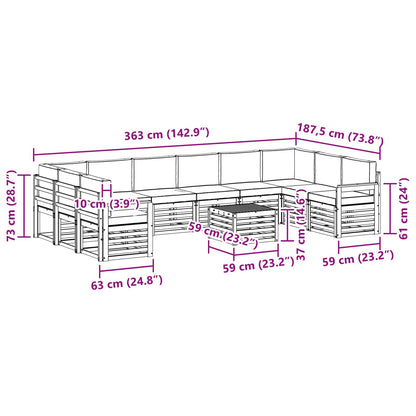 Set di divani da esterno 11 pcs Naturale e Antracite | homemem39