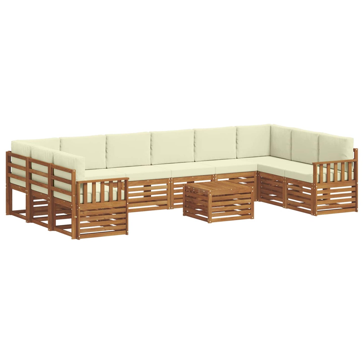 Set di divani da esterno con cuscino 11 pcs Naturale e Crema | homemem39