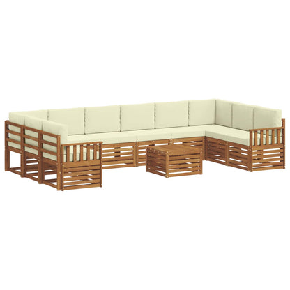 Set di divani da esterno con cuscino 11 pcs Naturale e Crema | homemem39