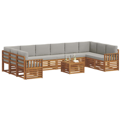 Set di divani da esterno 11 pcs Grigio Naturale e Chiaro