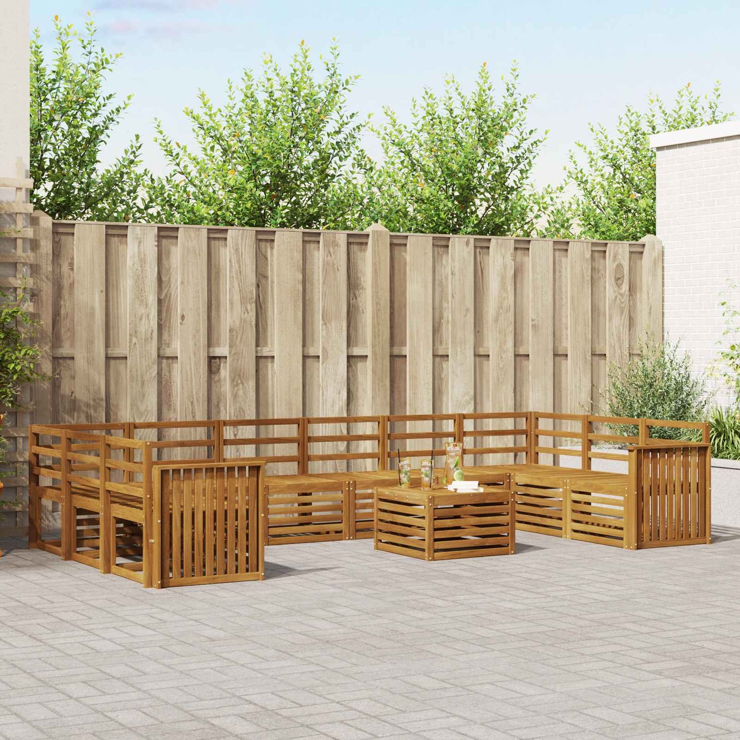 Set di divani da esterno 11 pcs Naturale