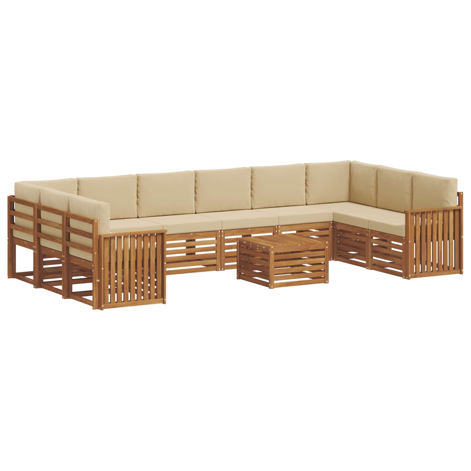 Set di divani da esterno con cuscino 11 pcs Naturale e Beige | homemem39