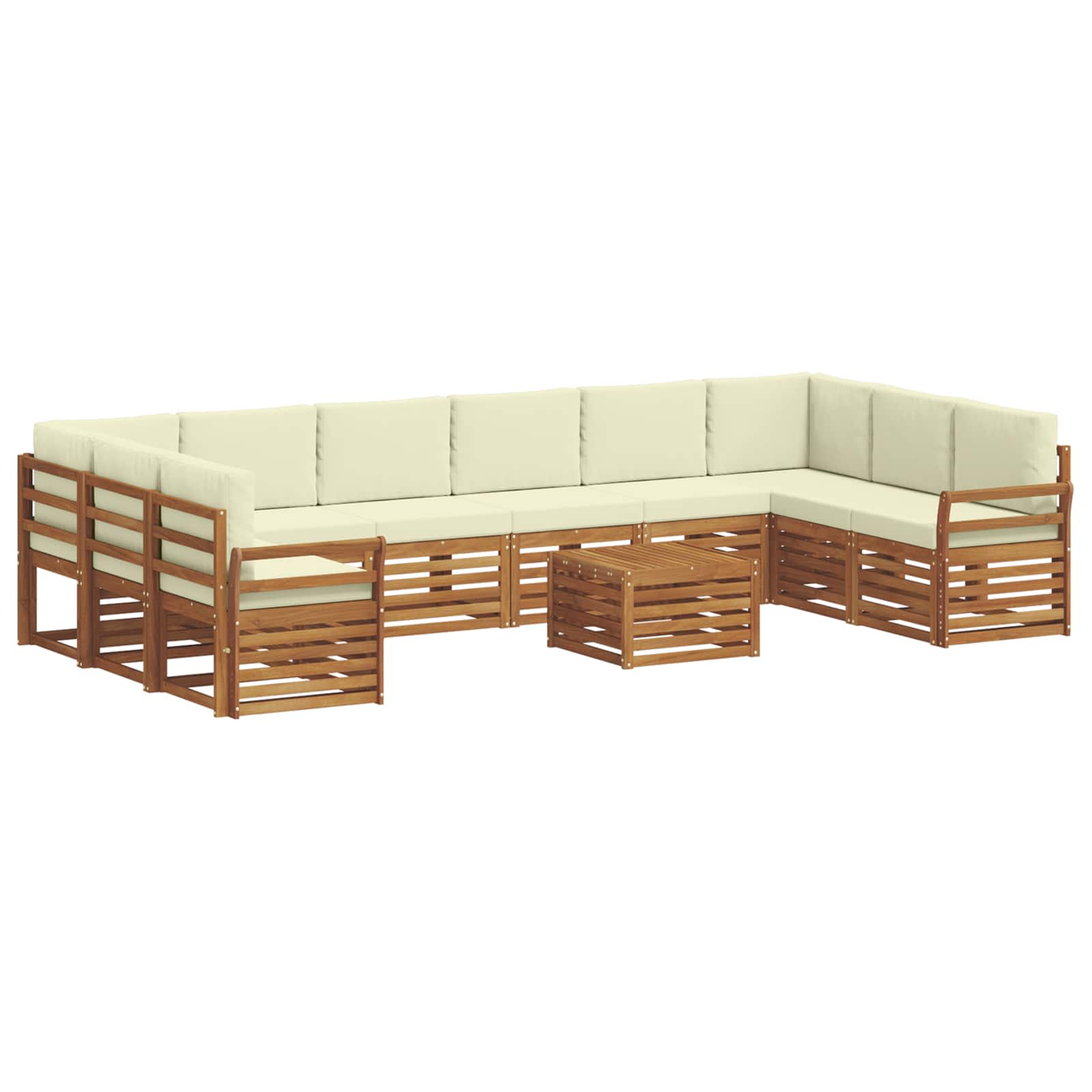 Set di divani da esterno con cuscino 11 pcs Naturale e Crema | homemem39