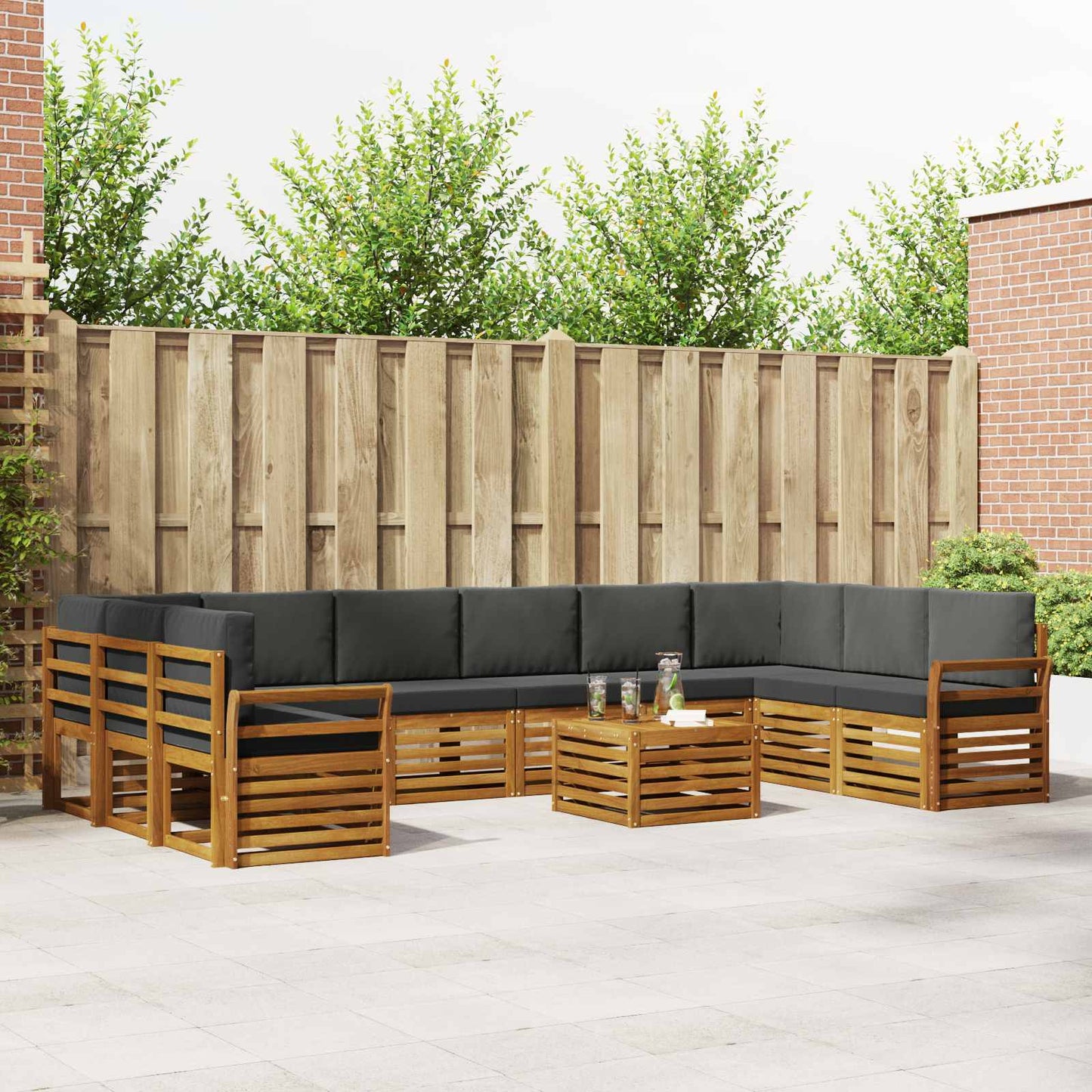 Set di divani da esterno 11 pcs Naturale e Antracite