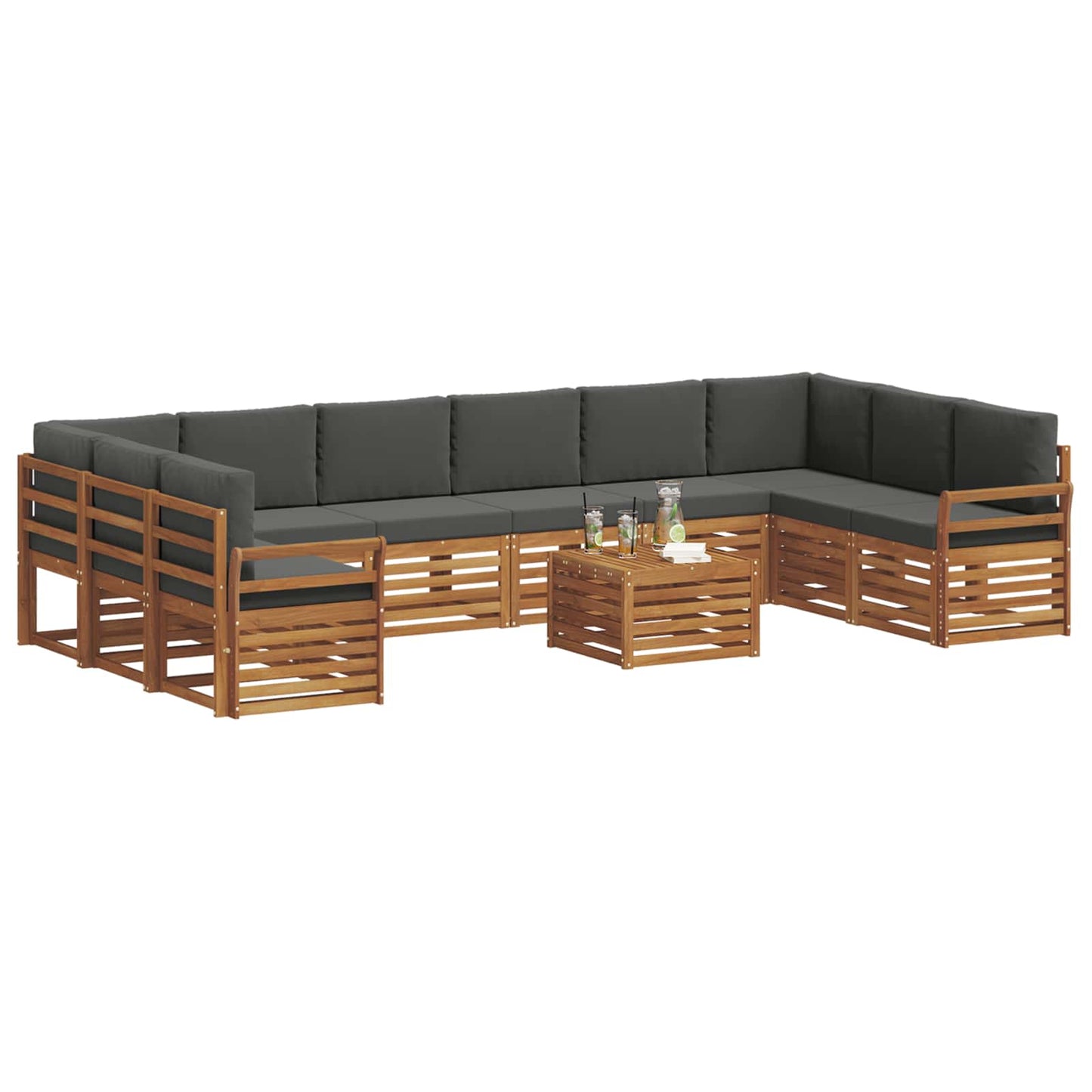 Set di divani da esterno 11 pcs Naturale e Antracite