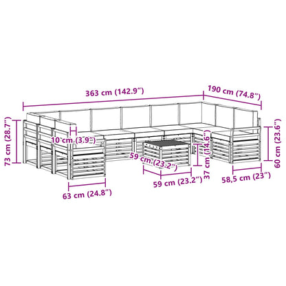 Set di divani da esterno 11 pcs Naturale e Antracite | homemem39