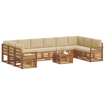 Set di divani da esterno con cuscino 11 pcs Naturale e Beige