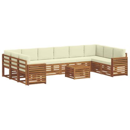 Set di divani da esterno con cuscino 11 pcs Naturale e Crema