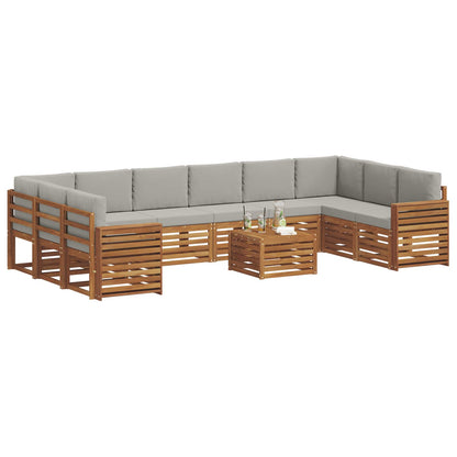 Set di divani da esterno 11 pcs Grigio Naturale e Chiaro
