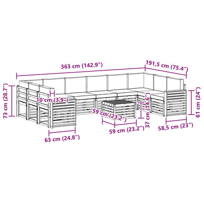 Set di divani da esterno 11 pcs Naturale e Antracite | homemem39