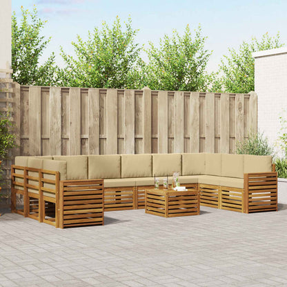 Set di divani da esterno con cuscino 11 pcs Naturale e Beige