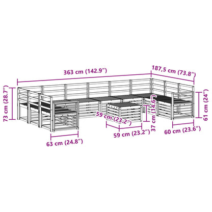 Set divani 11 pcs Naturale Legno di Acacia Massello | homemem39