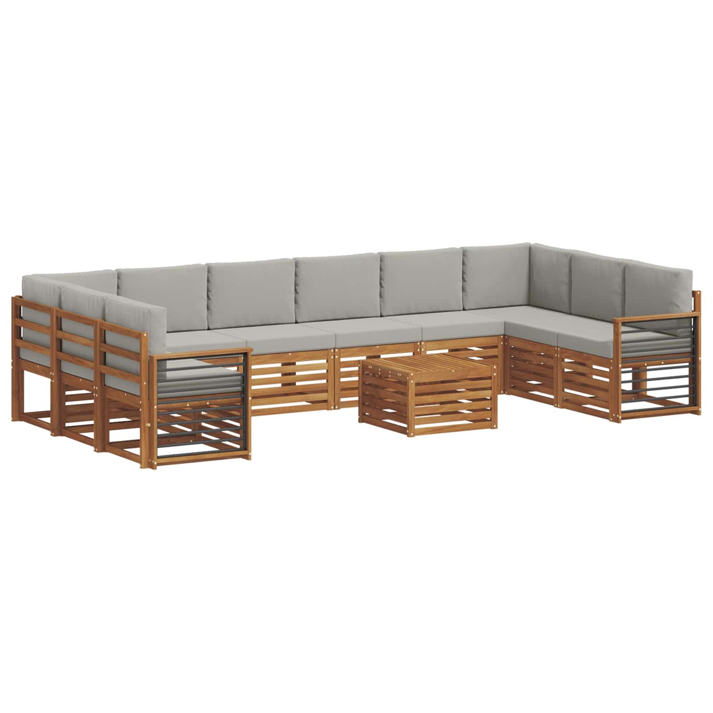 Set di divani da esterno 11 pcs Grigio Naturale e Chiaro
