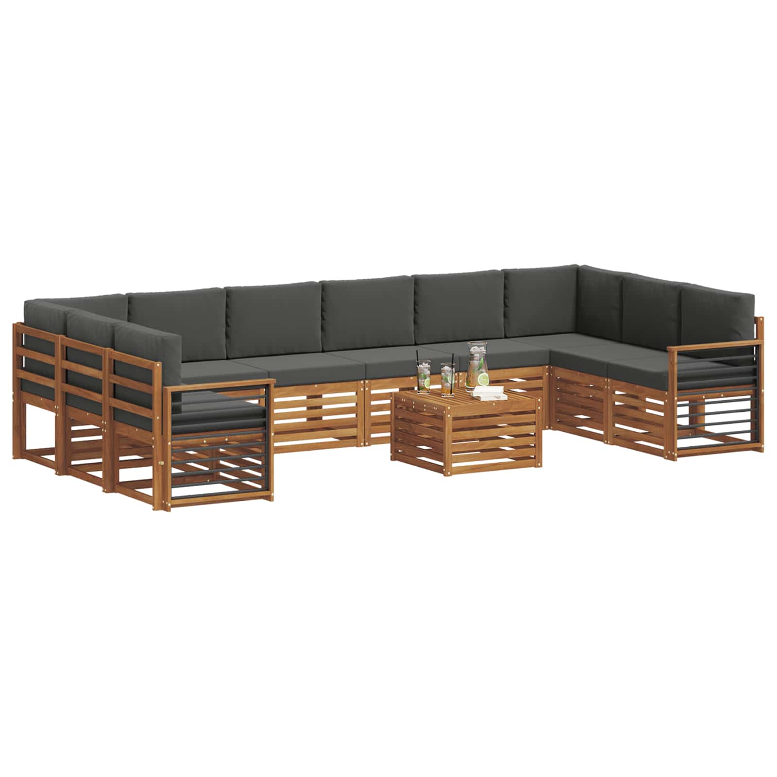 Set di divani da esterno 11 pcs Naturale e Antracite | homemem39