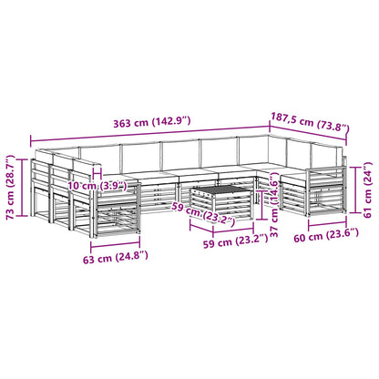 Set di divani da esterno 11 pcs Naturale e Antracite | homemem39