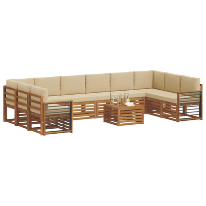 Set di divani da esterno con cuscino 11 pcs Naturale e Beige