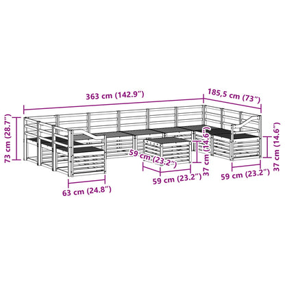 Set di divani da esterno 11 pcs Naturale | homemem39