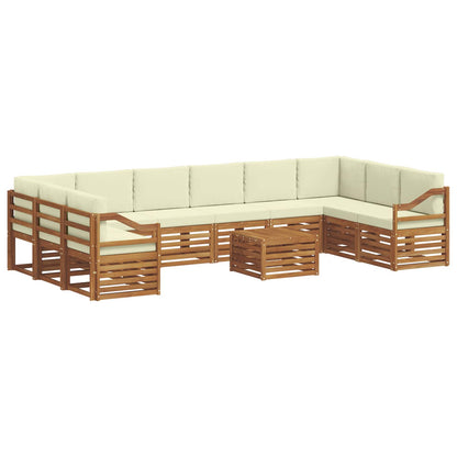 Set di divani da esterno con cuscino 11 pcs Naturale e Crema