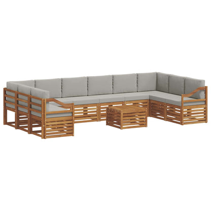 Set di divani da esterno 11 pcs Grigio Naturale e Chiaro | homemem39