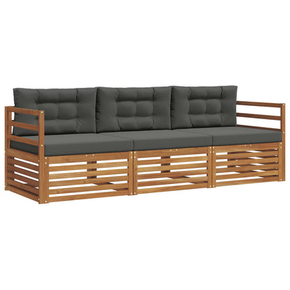 Set di divani da esterno con cuscino 3 pcs Naturale e Antracite
