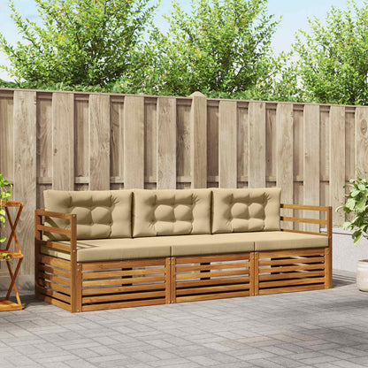 Set di divani da esterno con cuscino 3 pcs Naturale e Beige | homemem39