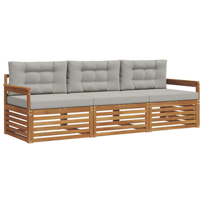 Set di divani da esterno 3 pcs Grigio Naturale e Chiaro | homemem39