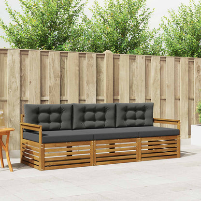 Set di divani da esterno con cuscino 3 pcs Naturale e Antracite | homemem39