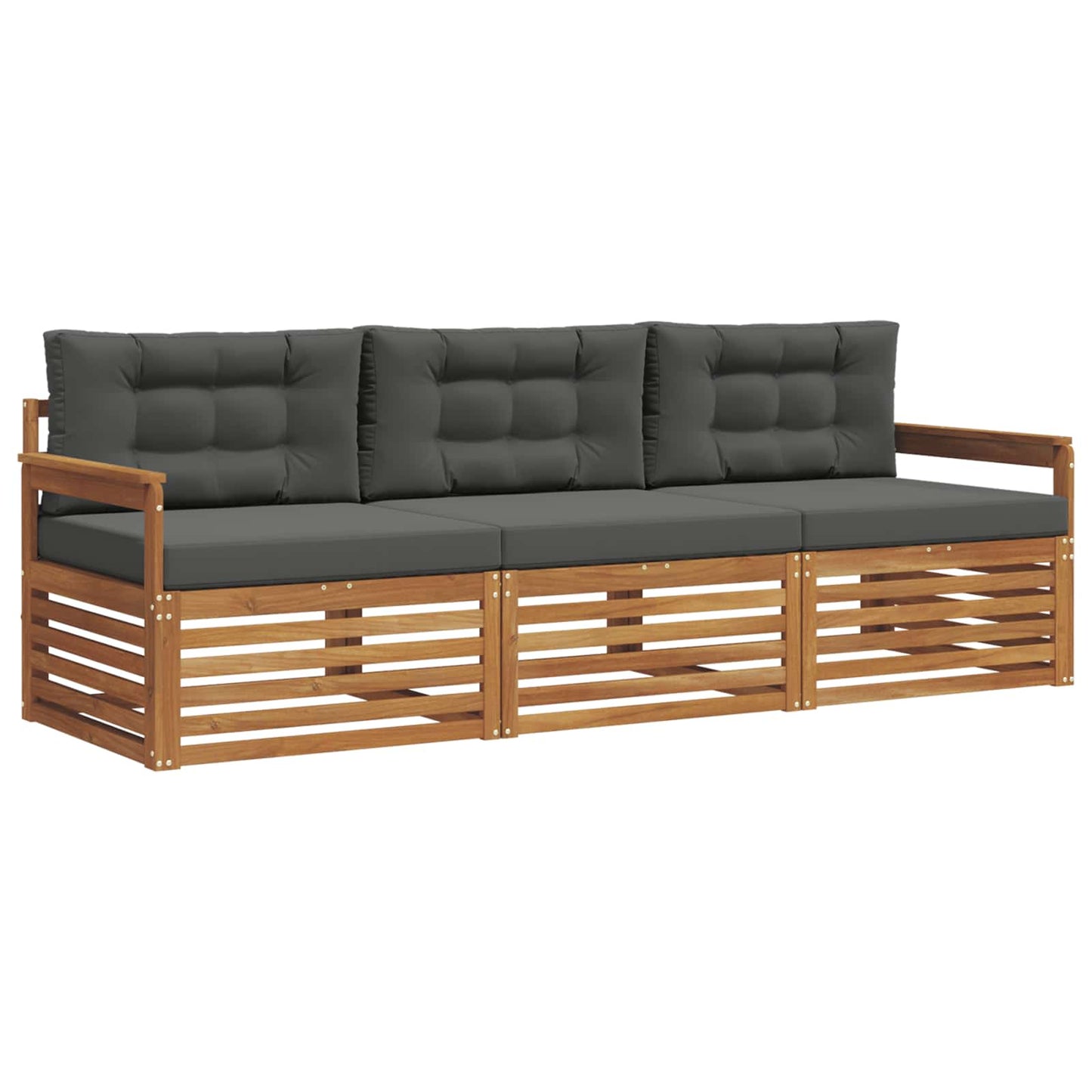 Set di divani da esterno con cuscino 3 pcs Naturale e Antracite | homemem39